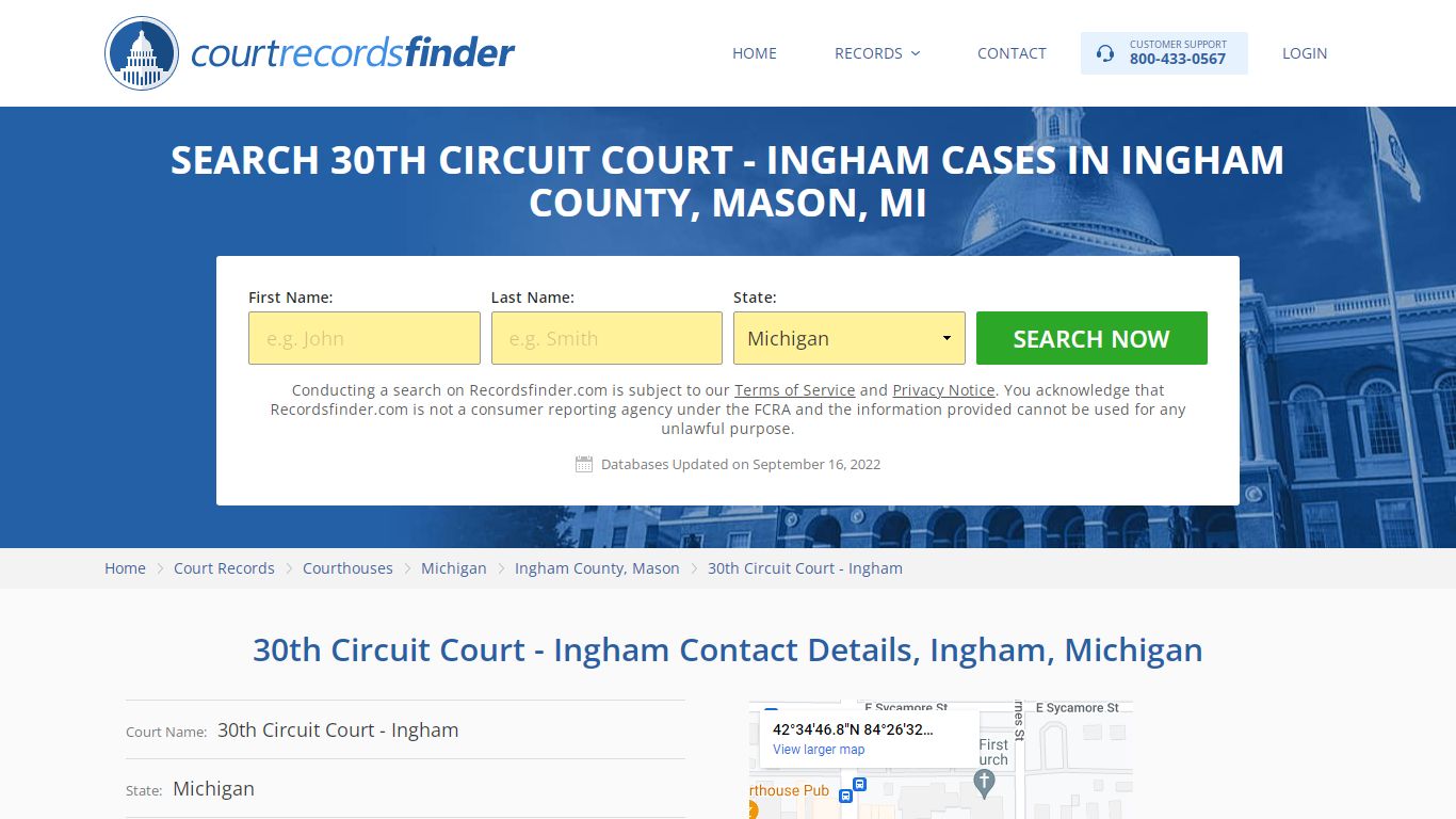 30th Circuit Court - Ingham Case Search, Mason, Ingham County, MI