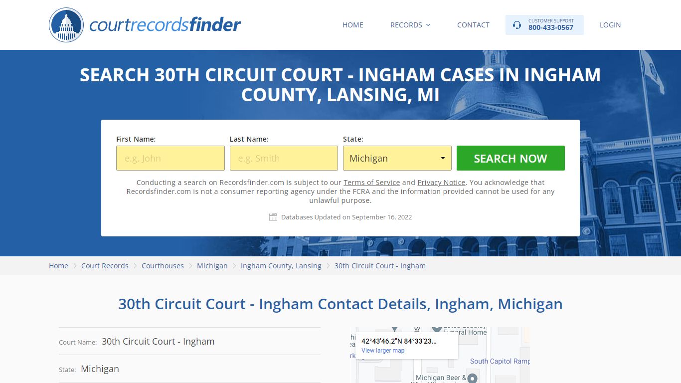 30th Circuit Court - Ingham Case Search, Lansing, Ingham County, MI